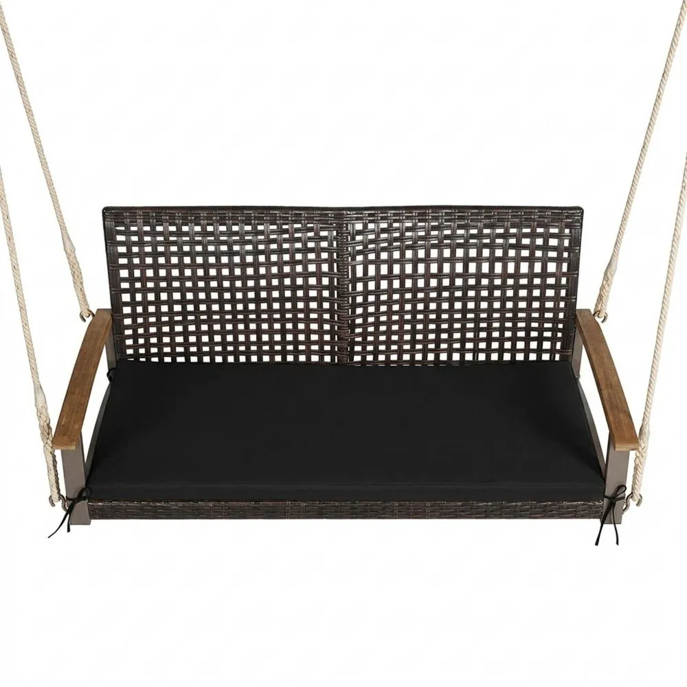 Banco de Jardín Doble con Respaldo Curvado y Reposabrazos de Madera