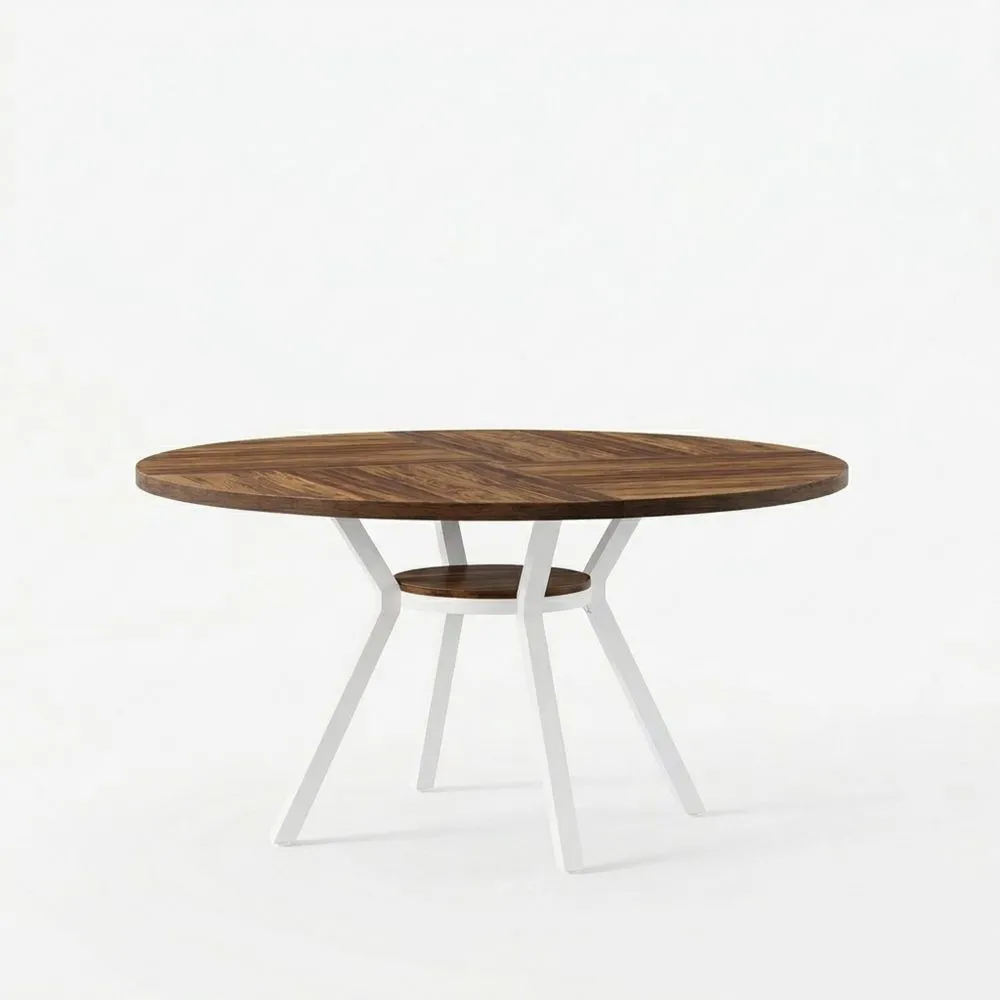 Mesa de comedor redonda 120 cm para 4 personas, estilo escandinavo, con patas de metal