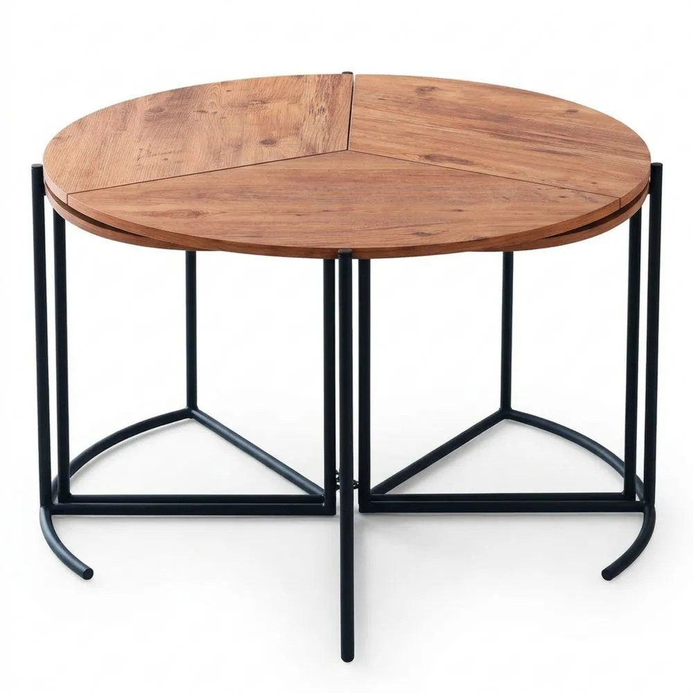 Mesa de Comedor Redonda con Patas Metálicas, Diámetro 100 x 79 cm