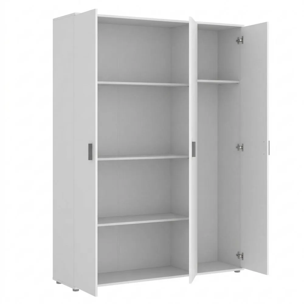 Armario Multiusos de 3 Puertas, Blanco, 116 x 190 x 35 cm