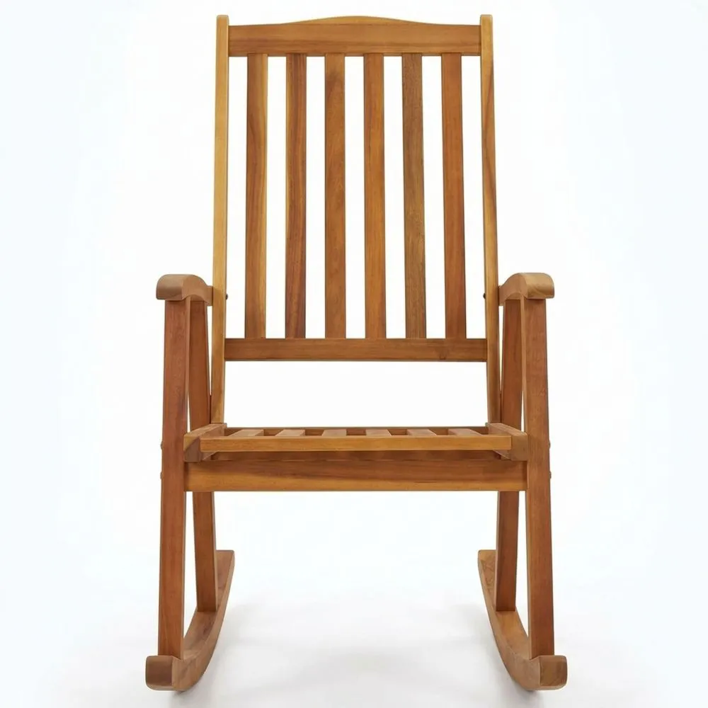 Silla mecedora de madera de acacia para interior y exterior