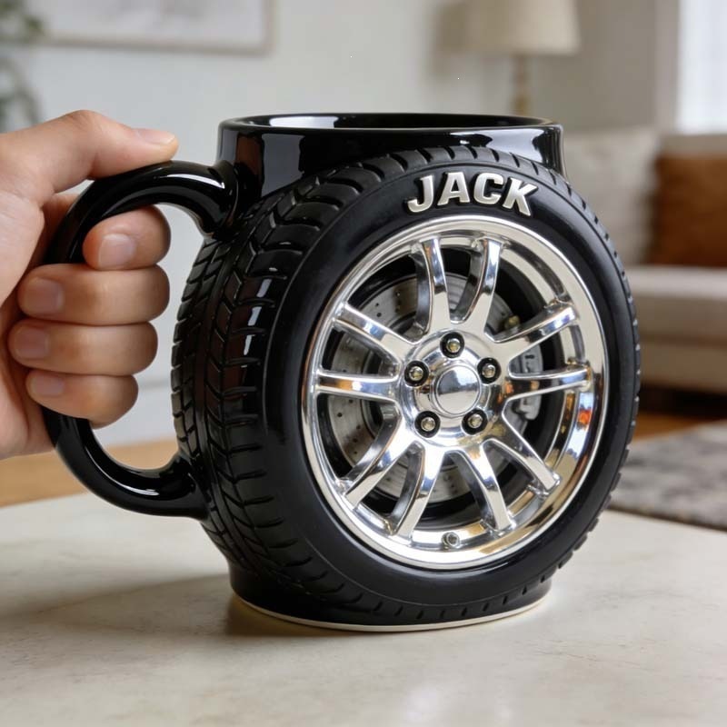 🏎️ The Ultimate Car Lover's Mug: A Wheel-Inspired Masterpiece