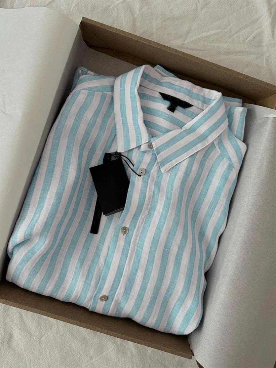 Men's Casual Cotton-Linen Striped Shirt