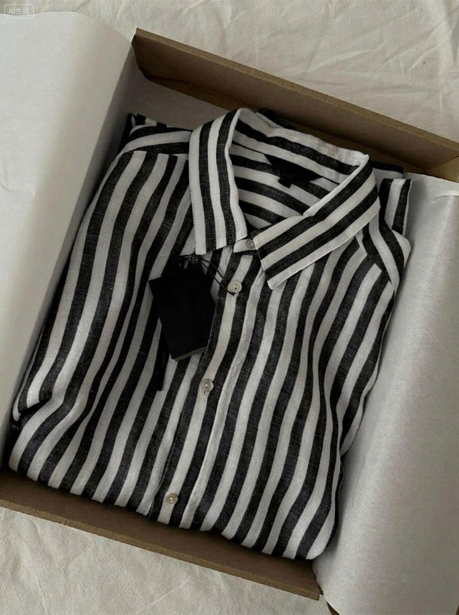 Men's Casual Cotton-Linen Striped Shirt