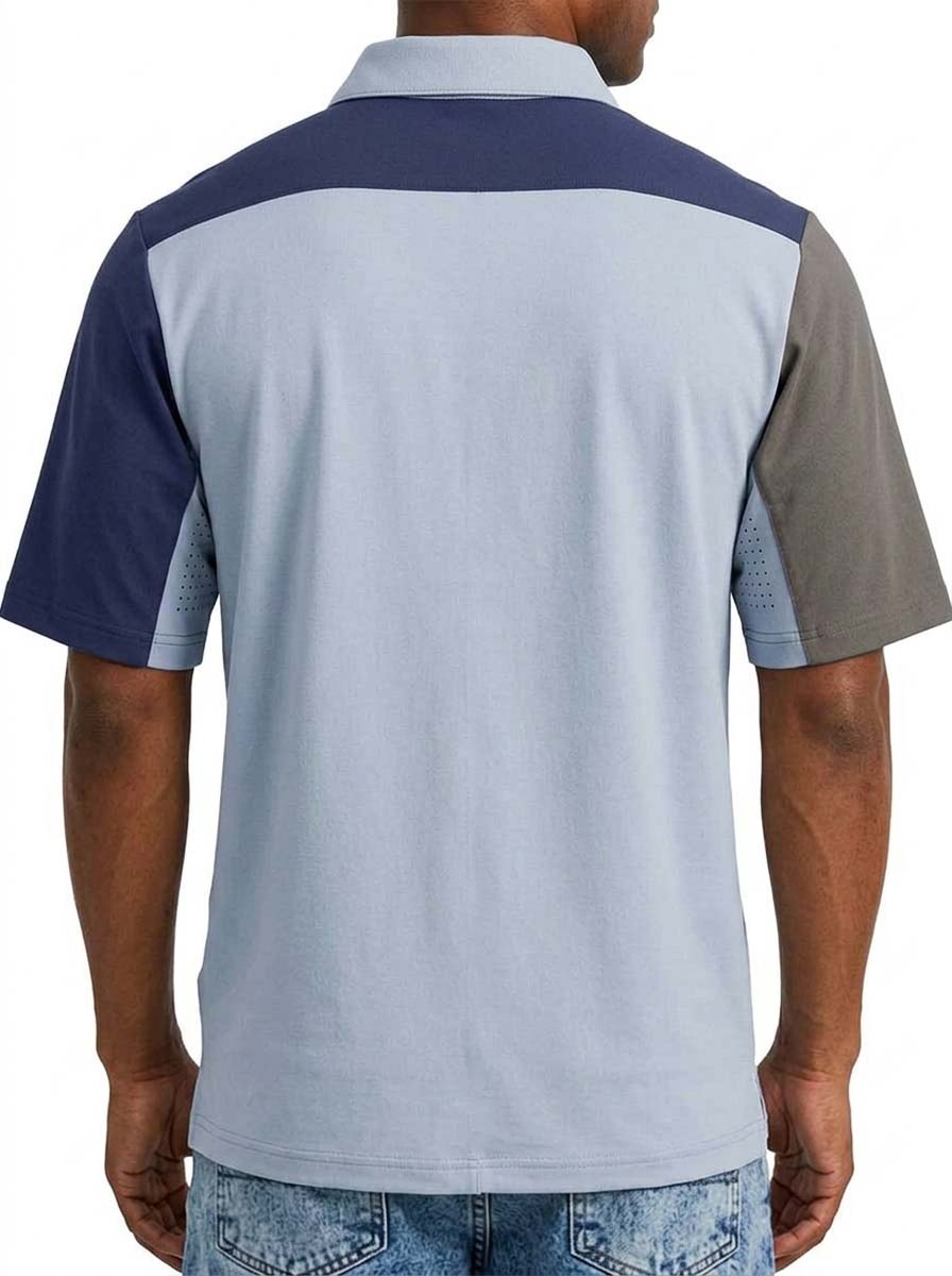 Color-block Casual Basic Short-Sleeve Polo Shirt