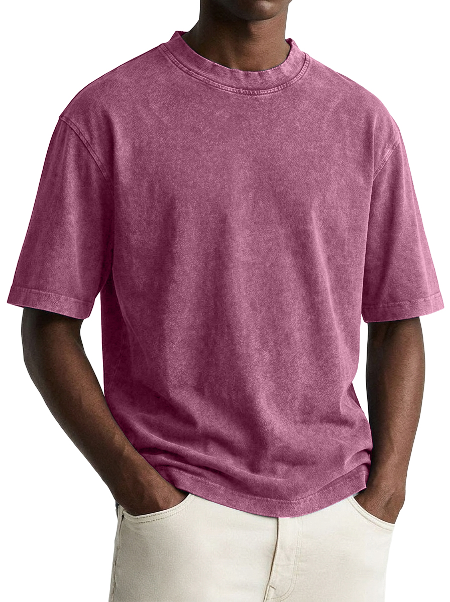 100% Cotton Vintage-Washed, Distressed Crew-Neck T-Shirt