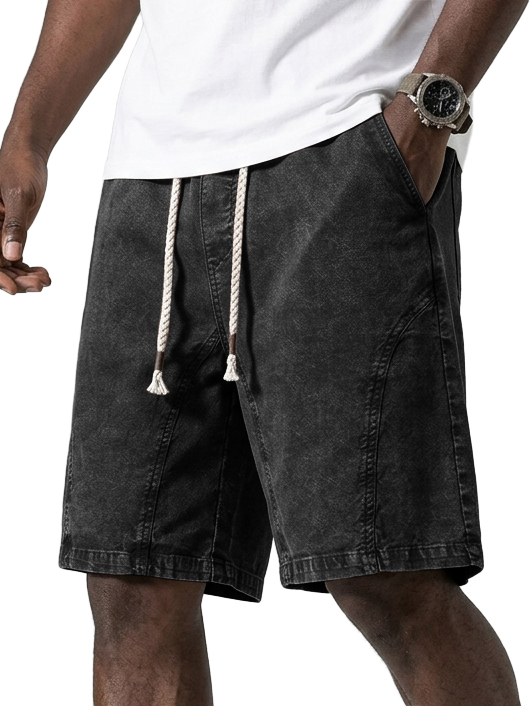 Men's Pure Cotton Versatile Washed & Distressed Deconstructed Design Loose-Fit Shorts