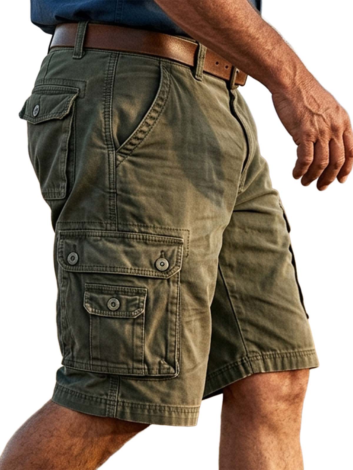 100% Cotton Basic Multi-Pocket Cargo Shorts