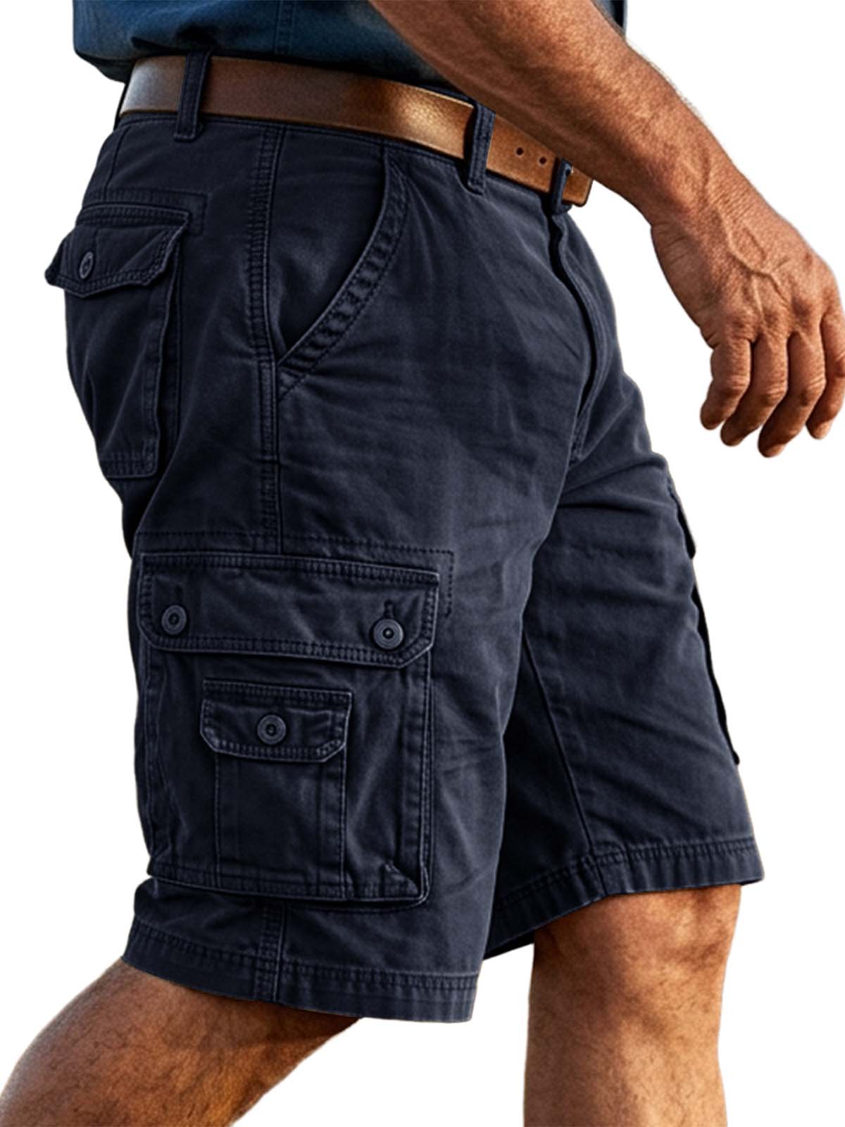 100% Cotton Basic Multi-Pocket Cargo Shorts
