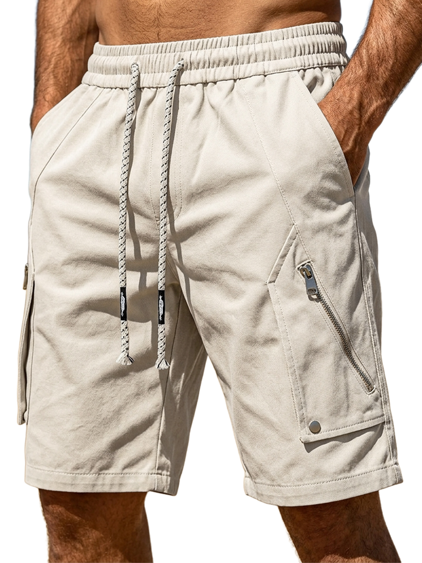 Men's Breathable Multi-pocket Zipper Casual Loose Shorts