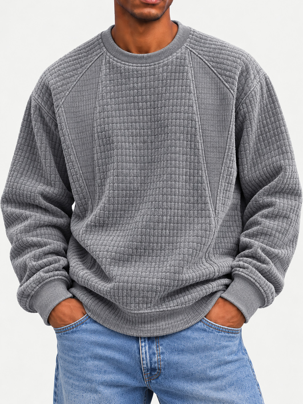 Men's Fashion Patchwork Crew Neck Top