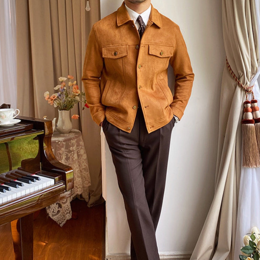 Old Money Suede Lapel Casual Jacket
