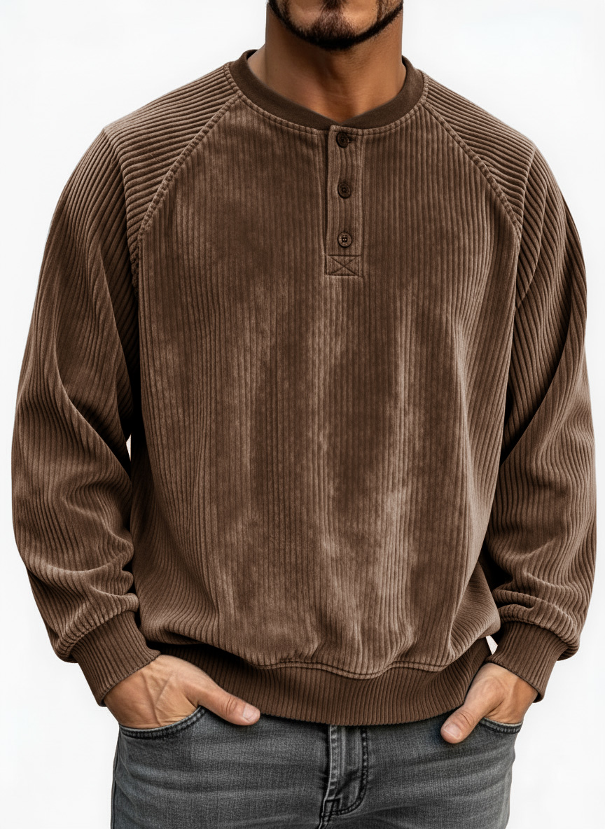 Men's Fashion Casual Raglan Sleeve Ribbed Fabric Raglan Top