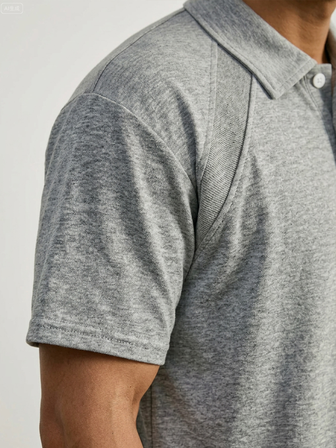 Men's Casual Raglan Polo Shirt with Turn-Down Collar and Button-Up Short Sleeve