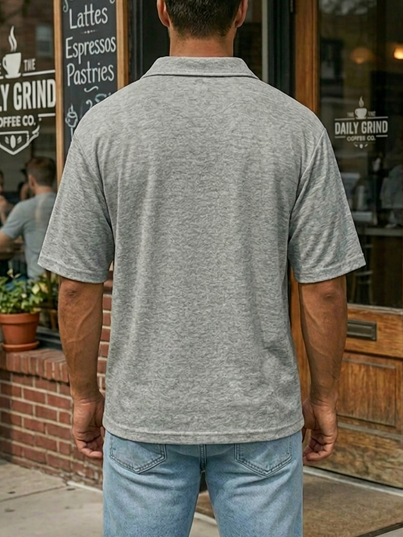 Men's Casual Raglan Polo Shirt with Turn-Down Collar and Button-Up Short Sleeve