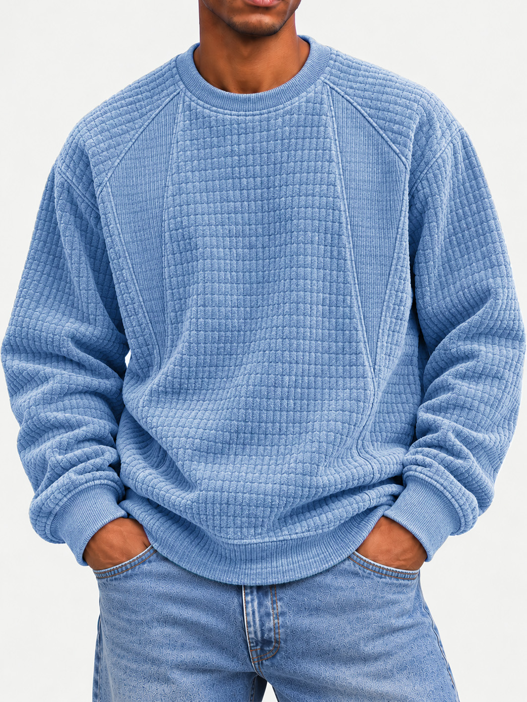 Men's Fashion Patchwork Crew Neck Top