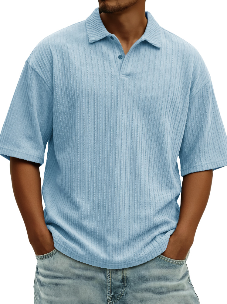 Men's Fashionable Casual Jacquard Collared Short-Sleeve Polo Shirt