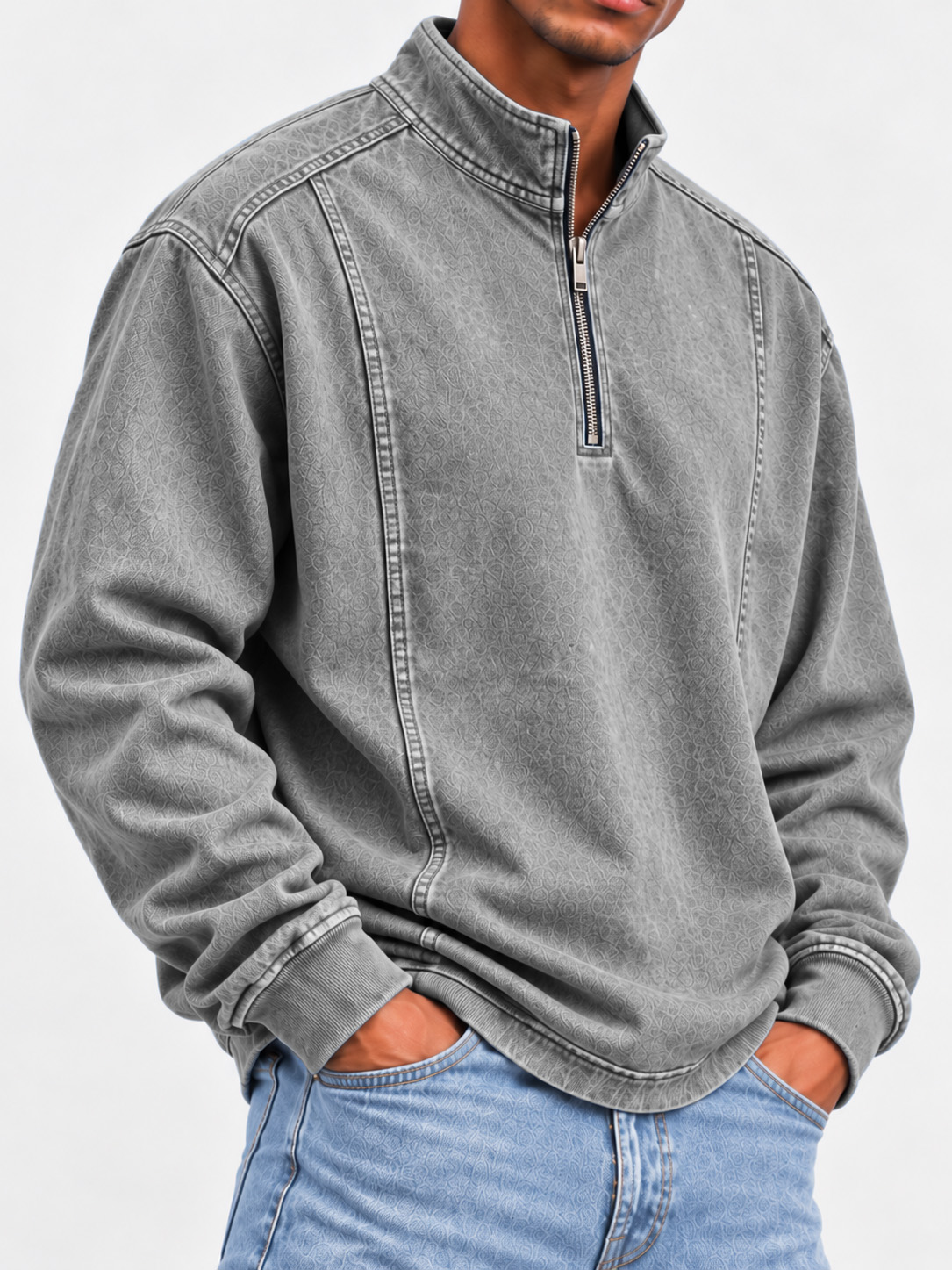 Men's Zipper Stand Collar Top
