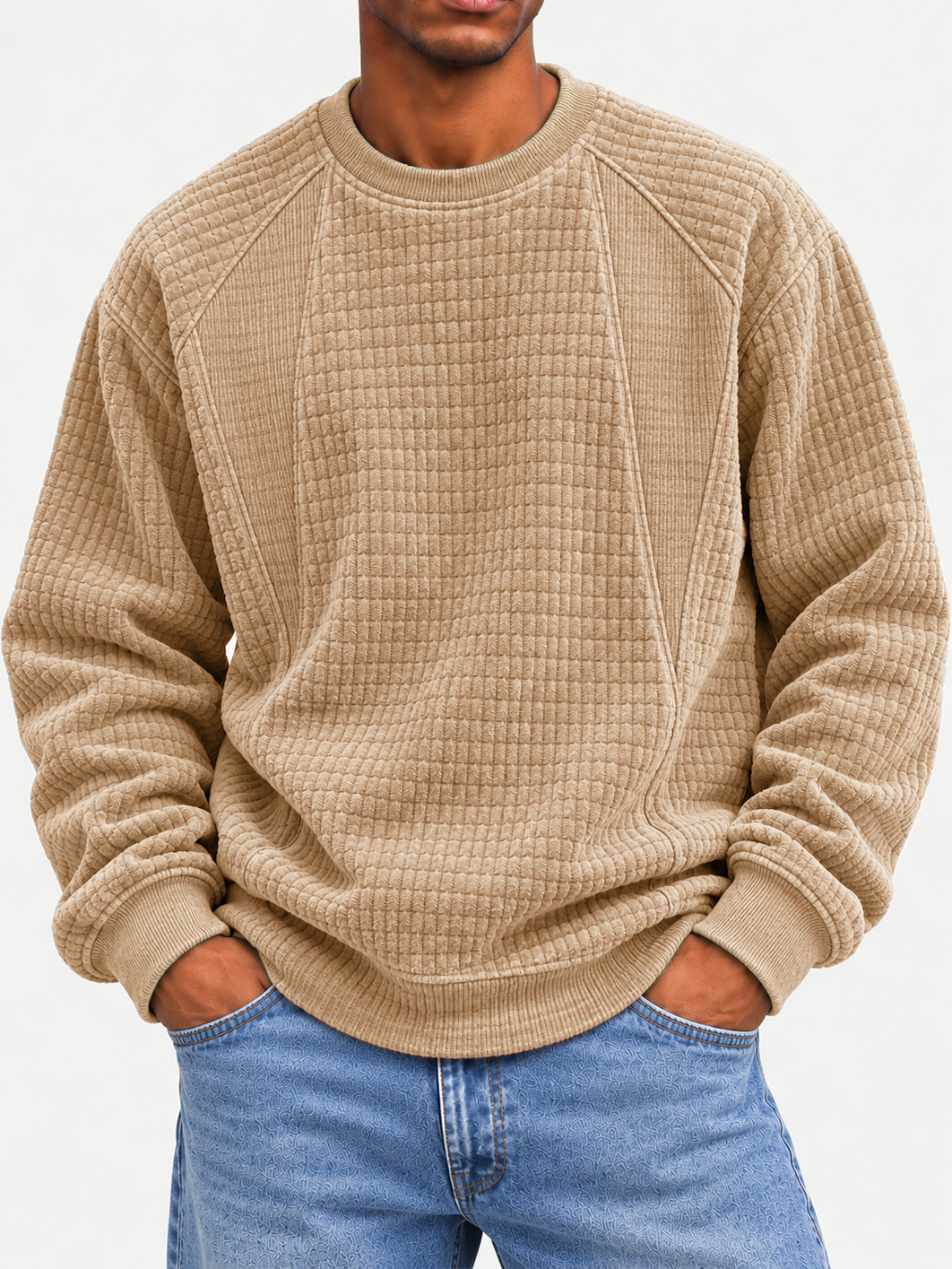 Men's Fashion Patchwork Crew Neck Top
