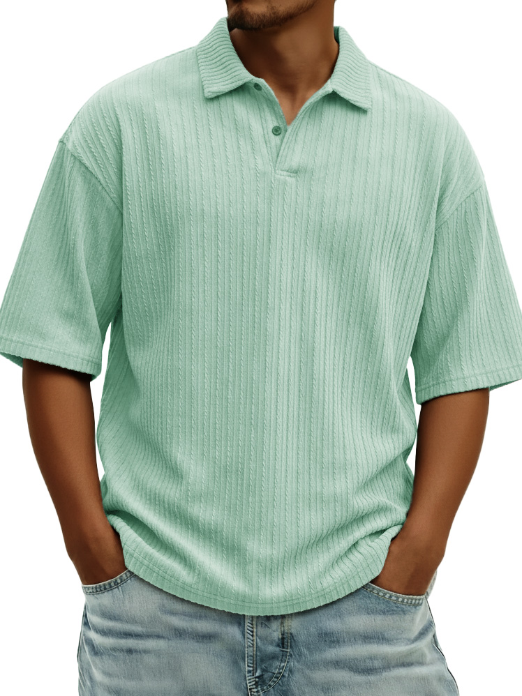 Men's Fashionable Casual Jacquard Collared Short-Sleeve Polo Shirt