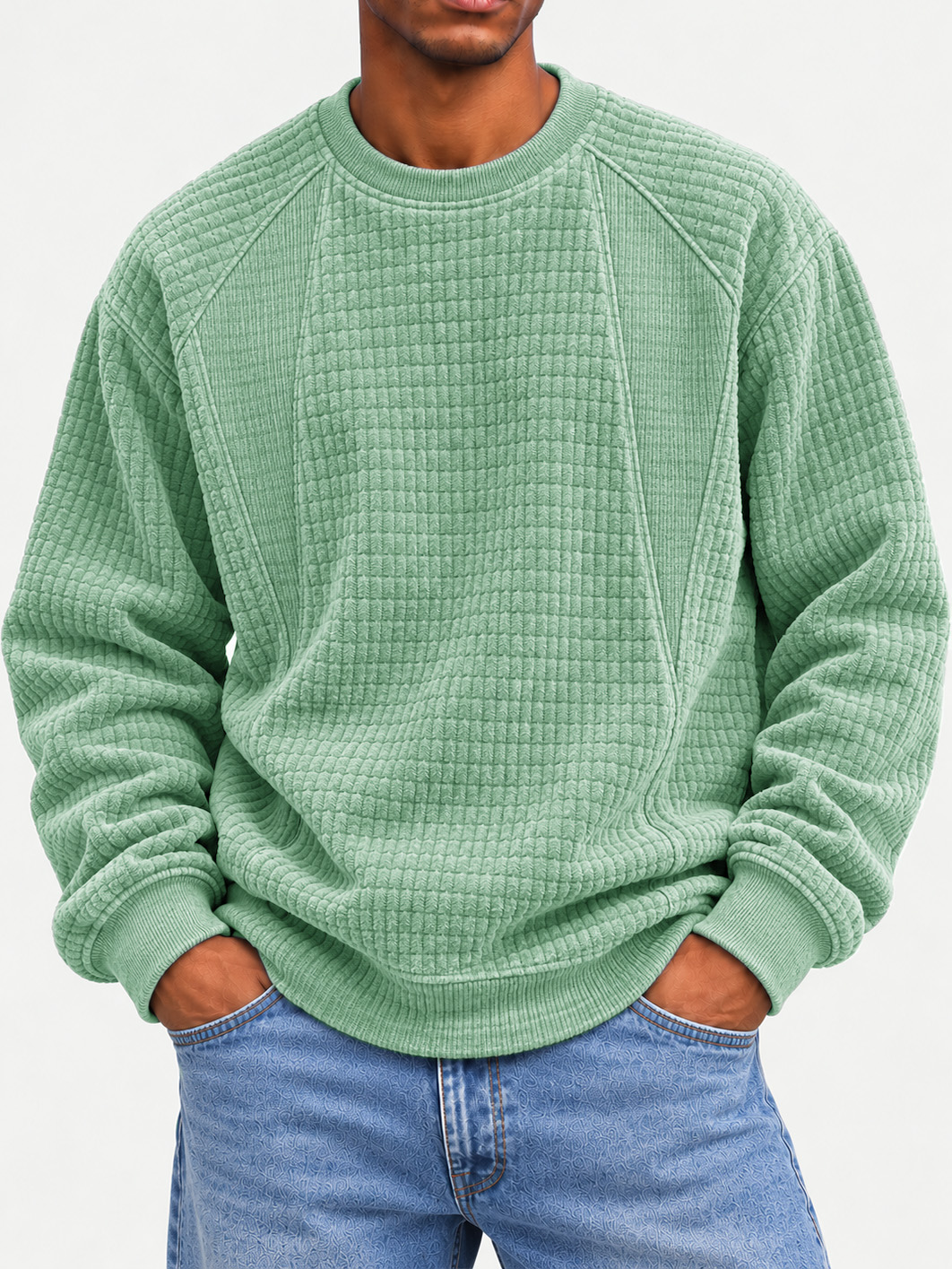 Men's Fashion Patchwork Crew Neck Top