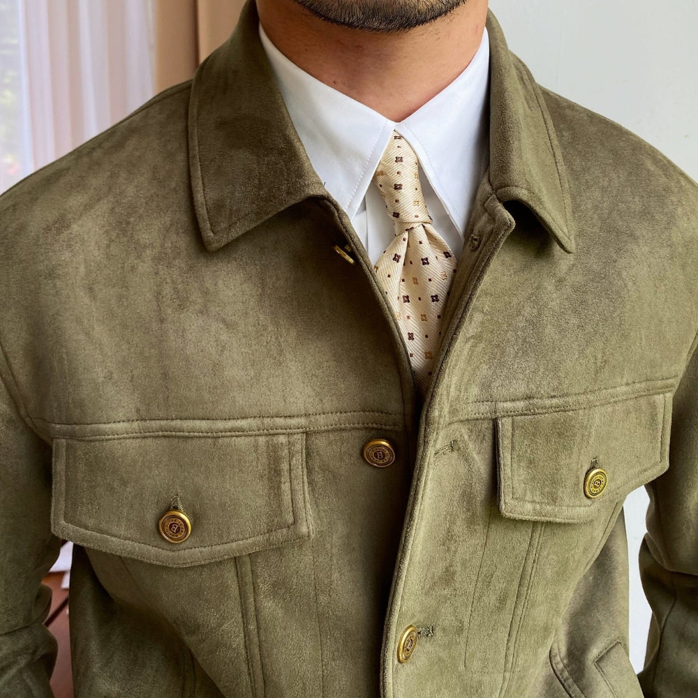 Old Money Suede Lapel Casual Jacket