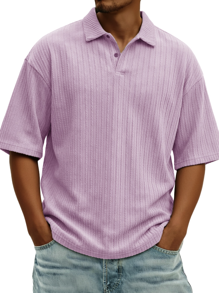 Men's Fashionable Casual Jacquard Collared Short-Sleeve Polo Shirt