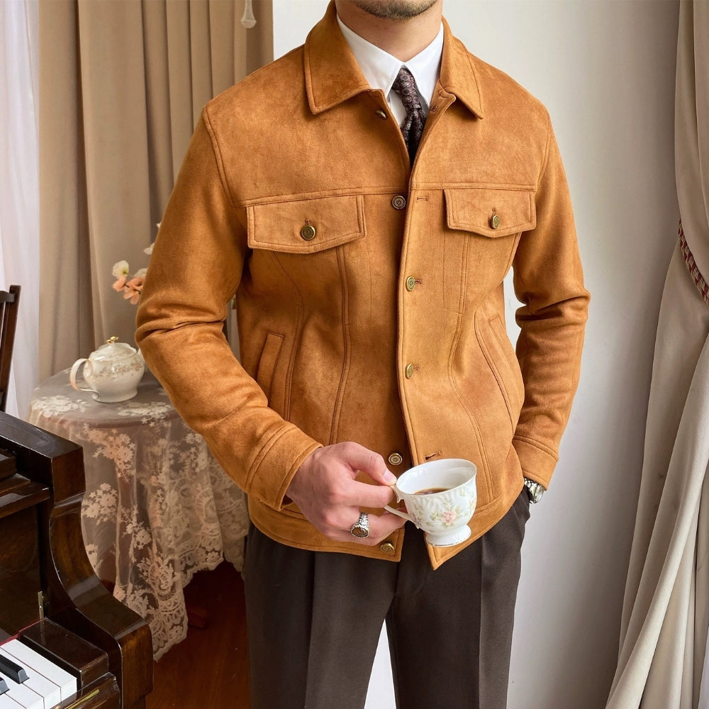 Old Money Suede Lapel Casual Jacket