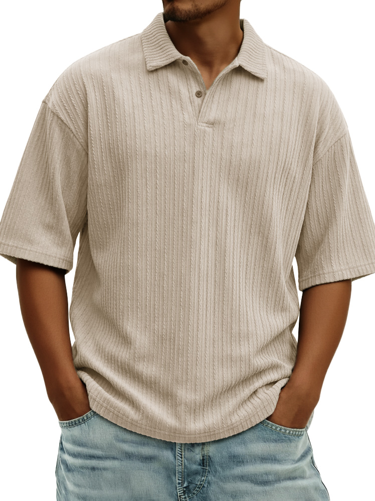 Men's Fashionable Casual Jacquard Collared Short-Sleeve Polo Shirt