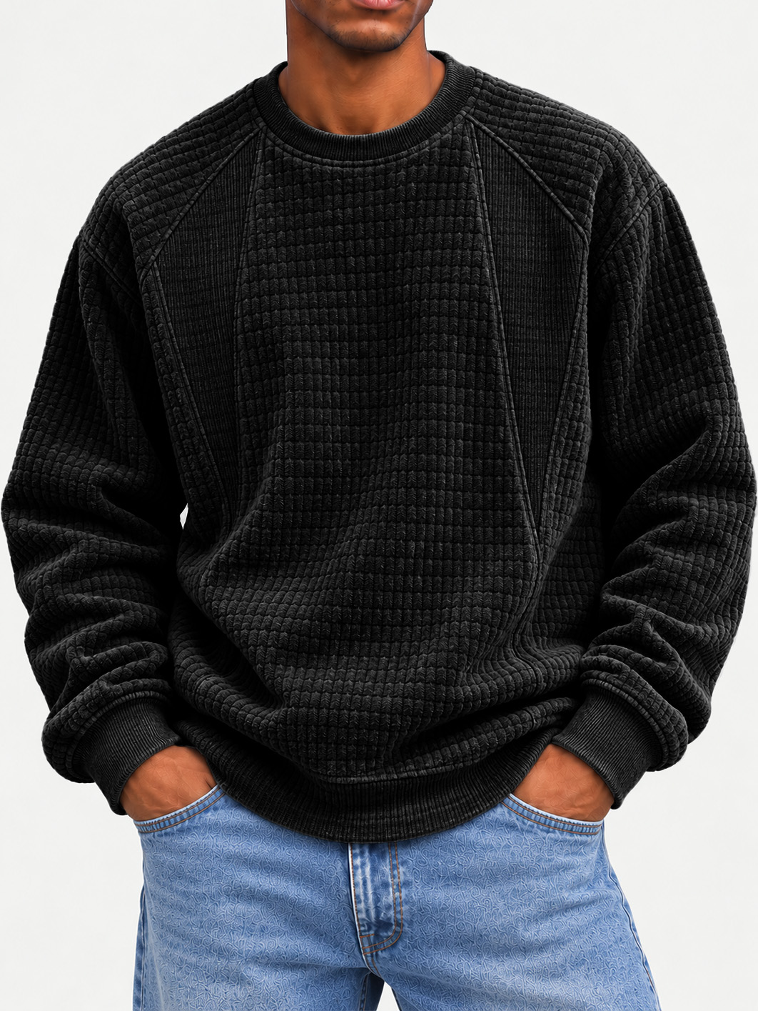 Men's Fashion Patchwork Crew Neck Top