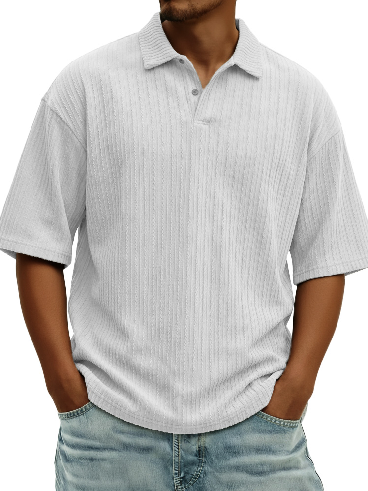 Men's Fashionable Casual Jacquard Collared Short-Sleeve Polo Shirt