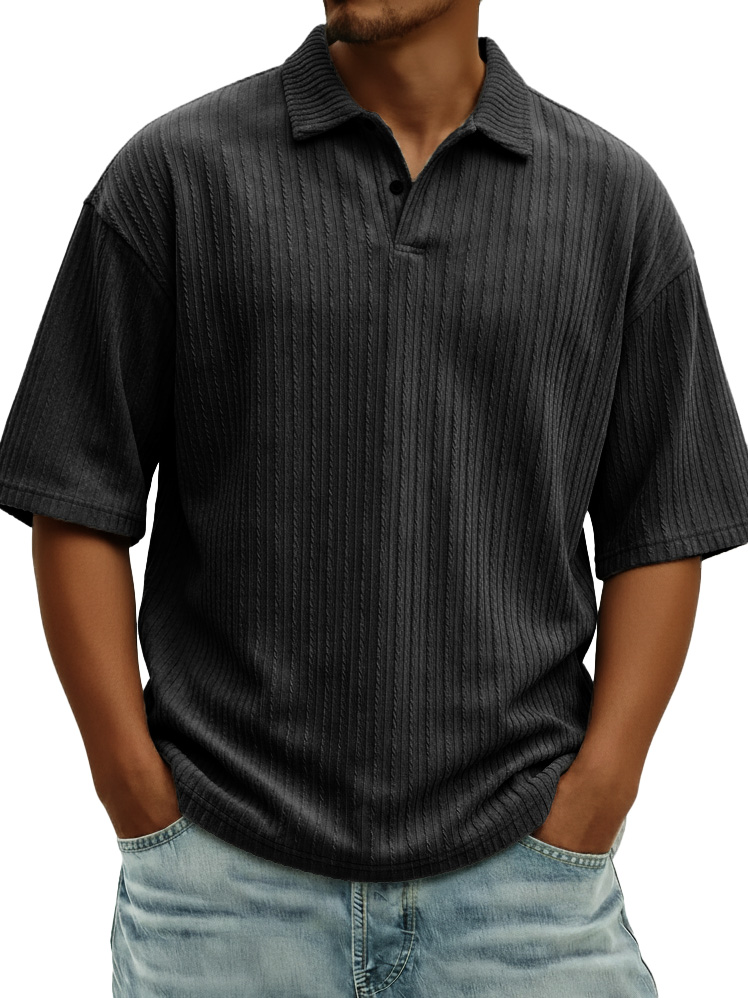 Men's Fashionable Casual Jacquard Collared Short-Sleeve Polo Shirt