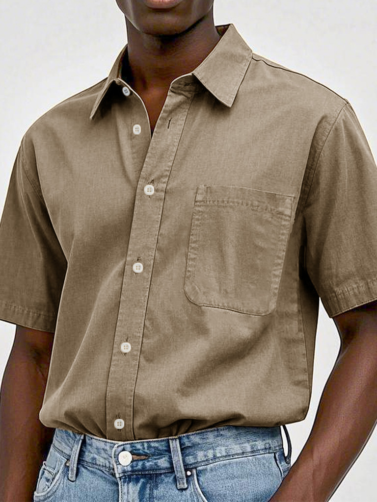 Men's Fashion Casual Retro Pure Cotton Lapel T-shirt