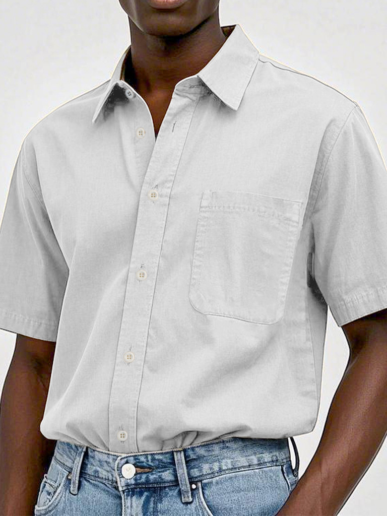 Men's Fashion Casual Retro Pure Cotton Lapel T-shirt