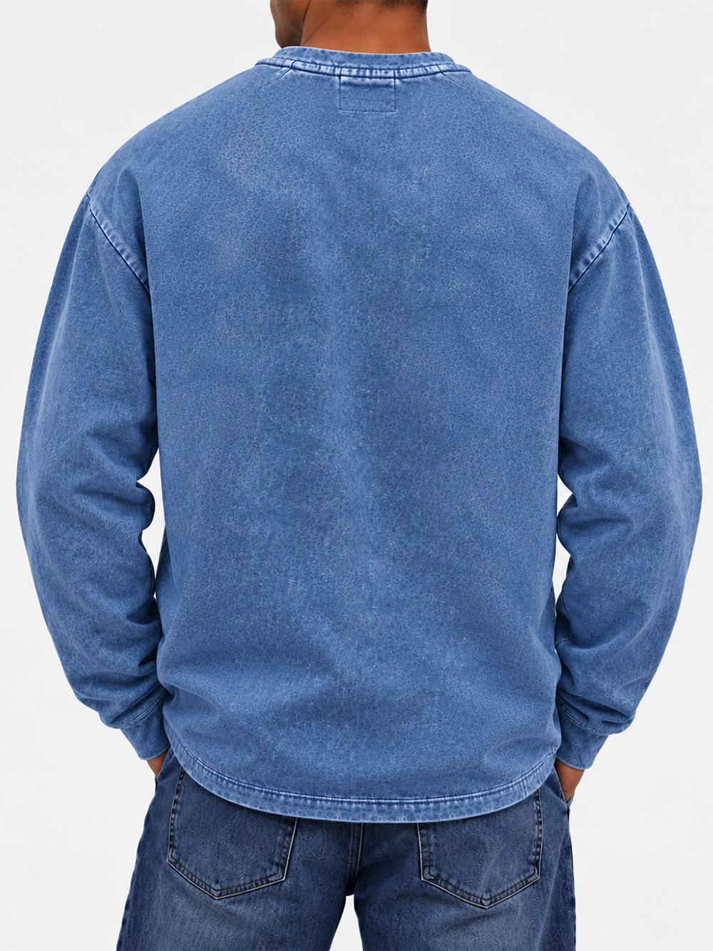 Men's Long-Sleeve Henley Shirt with Stand Collar