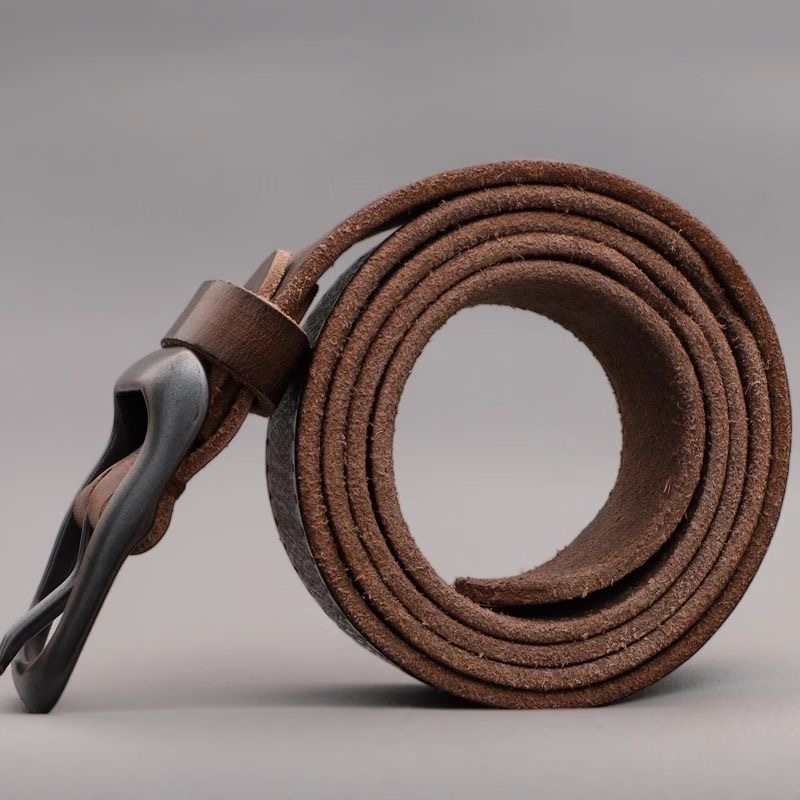 Men's Genuine Top-Grain Cowhide Belt with Pin Buckle — Vintage & Versatile Style for Jeans