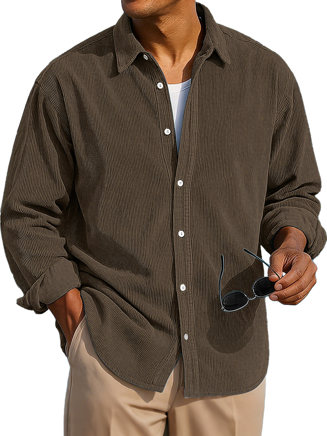 Men's Vintage Corduroy Casual Long-sleeved Shirt