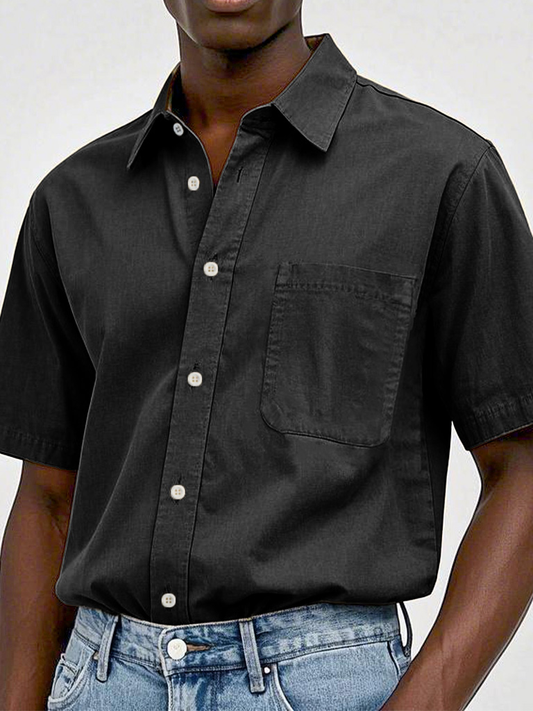 Men's Fashion Casual Retro Pure Cotton Lapel T-shirt