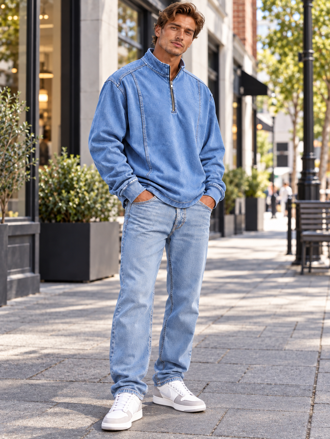 Men's Zipper Stand Collar Top
