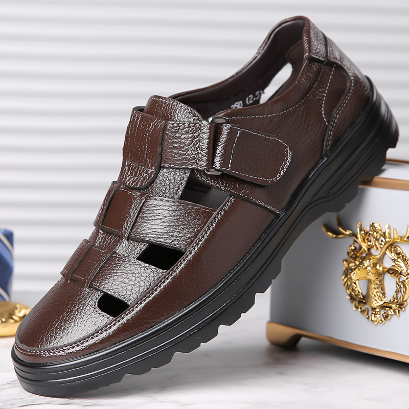 Men's outdoor casual genuine leather comfortable non-slip sandals