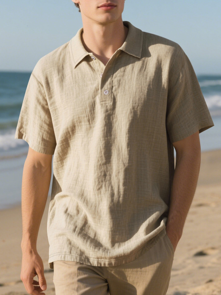 Men's Retro Solid Color Linen Shirt