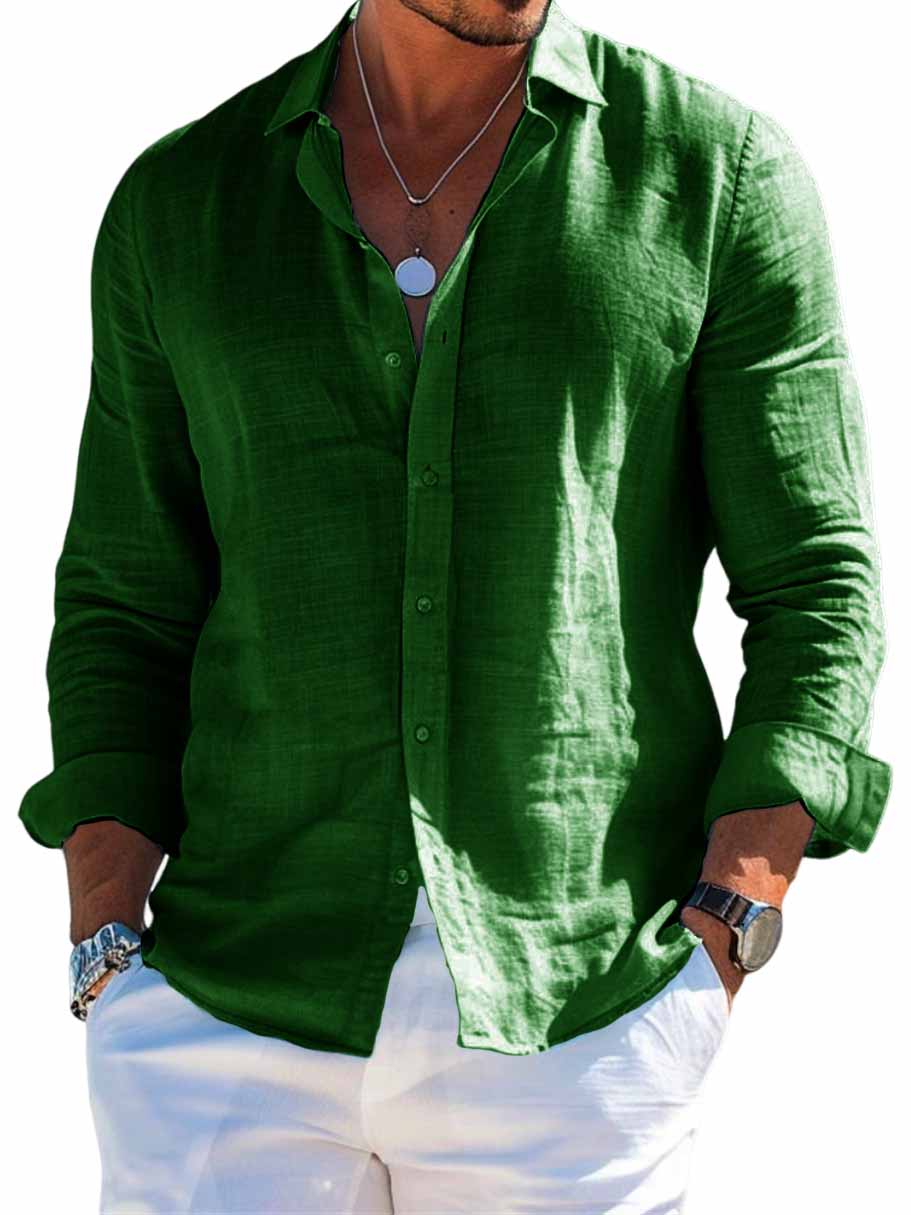 Men's Hawaiian Casual Basic Long Sleeve Shirt