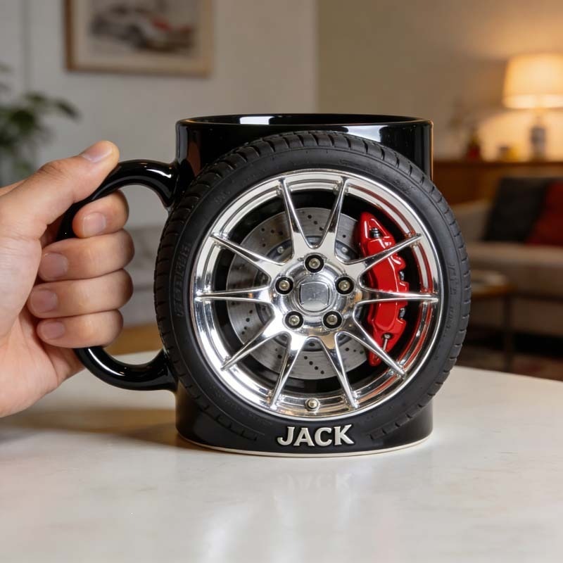 🏎️ The Ultimate Car Lover's Mug: A Wheel-Inspired Masterpiece