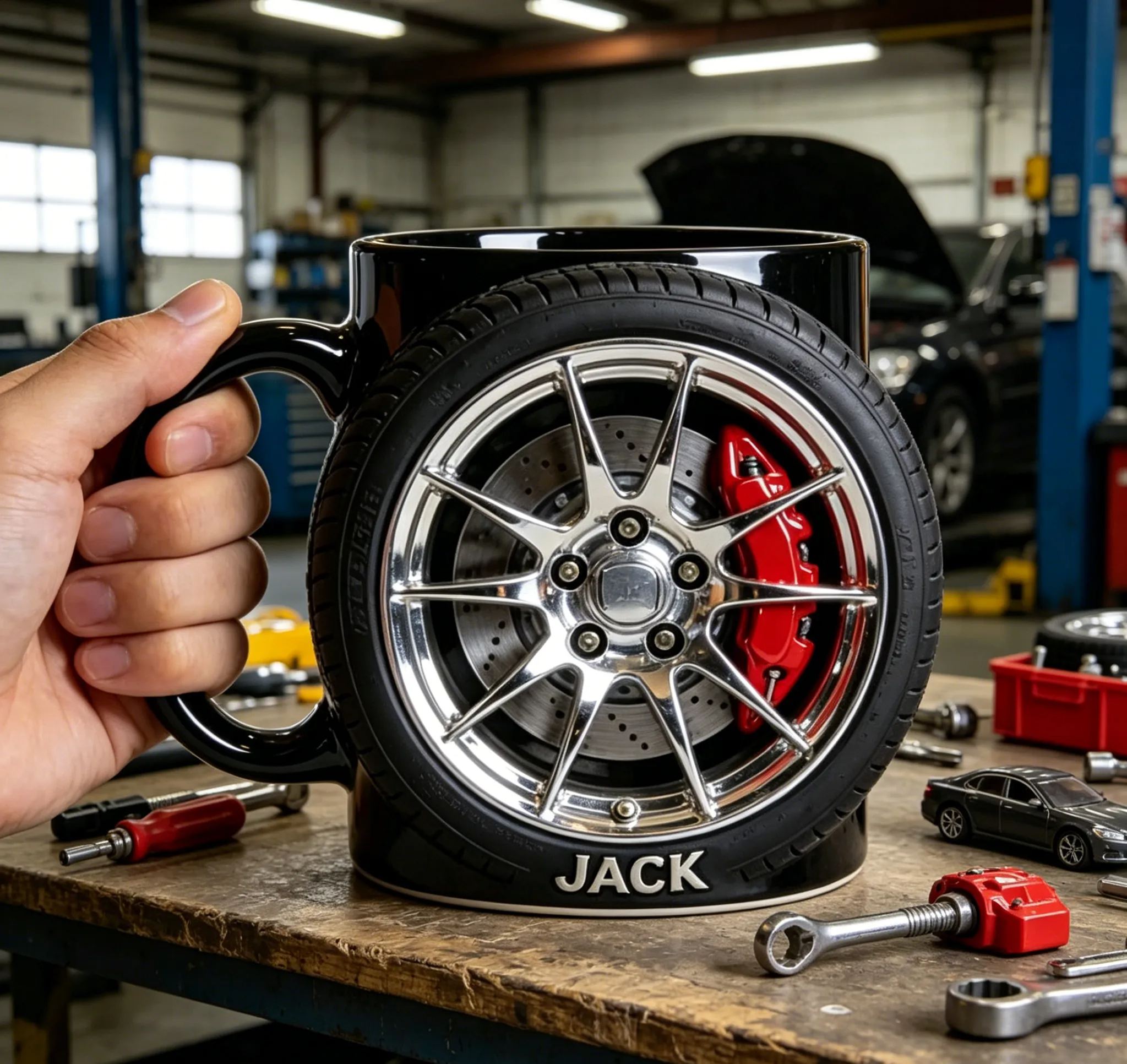 🏎️ The Ultimate Car Lover's Mug: A Wheel-Inspired Masterpiece