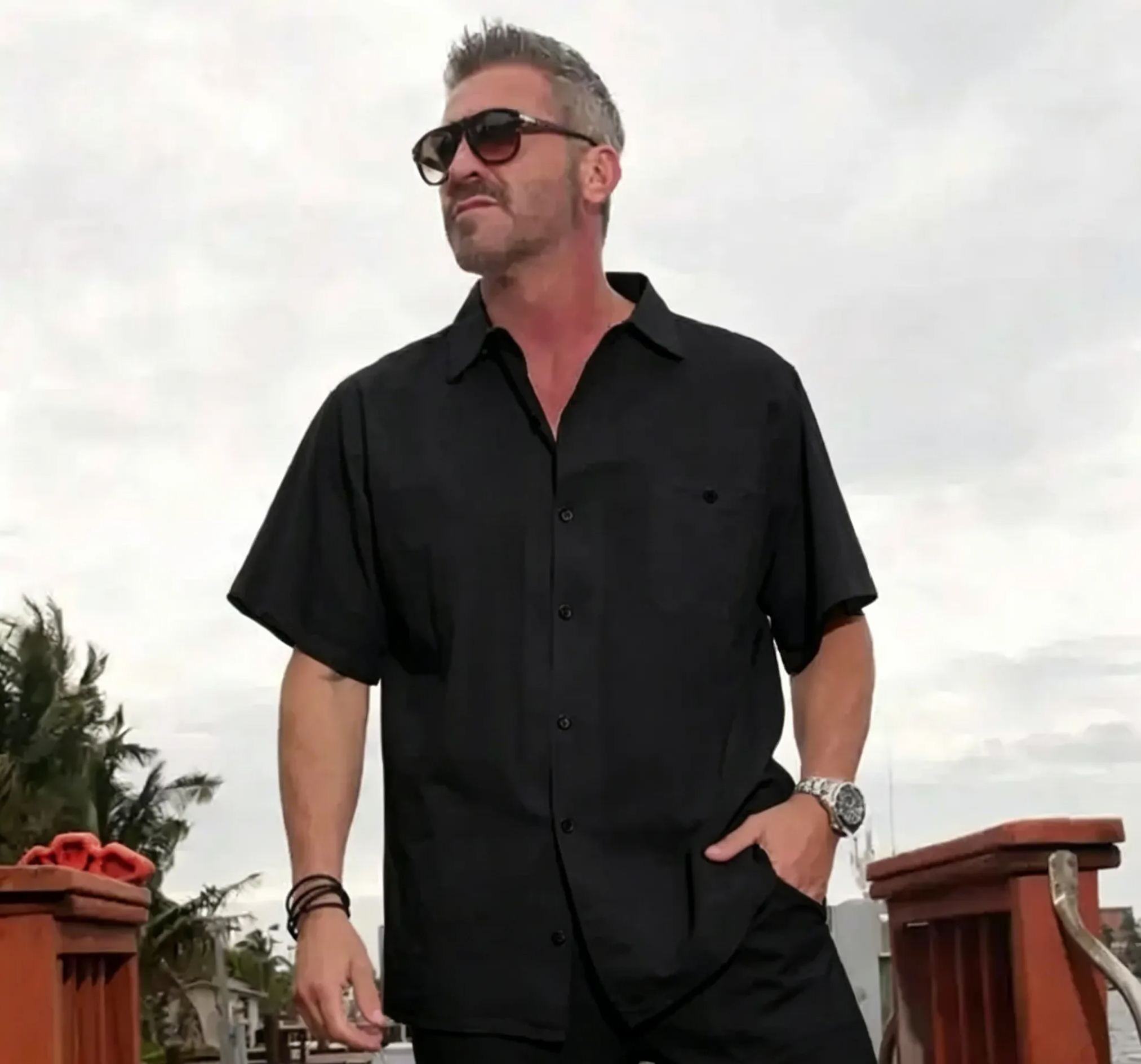Men's Casual Organic Cotton Short Sleeve  Buttoned Casual Shirt