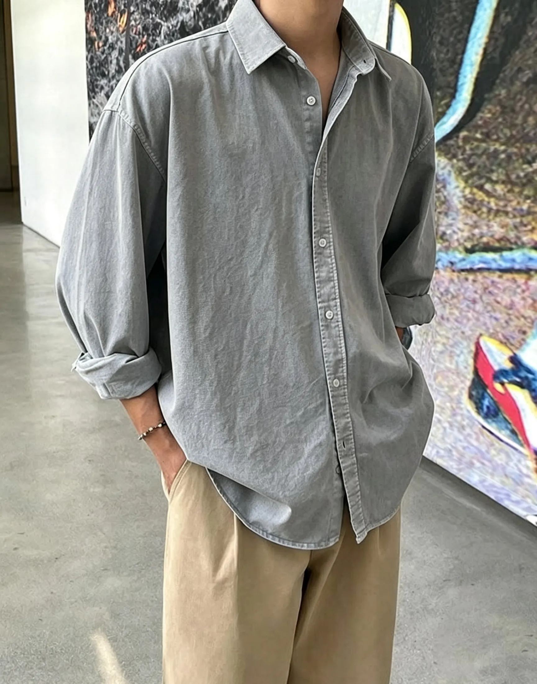 Men's Simple Retro Casual Long-Sleeved Shirt