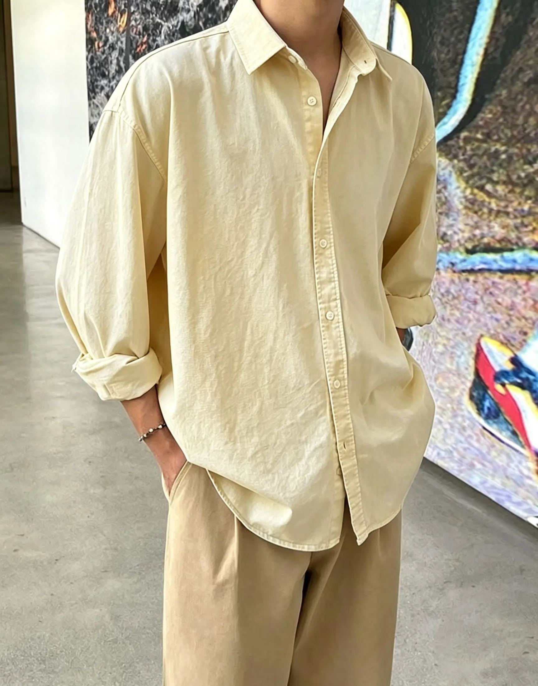 Men's Simple Retro Casual Long-Sleeved Shirt