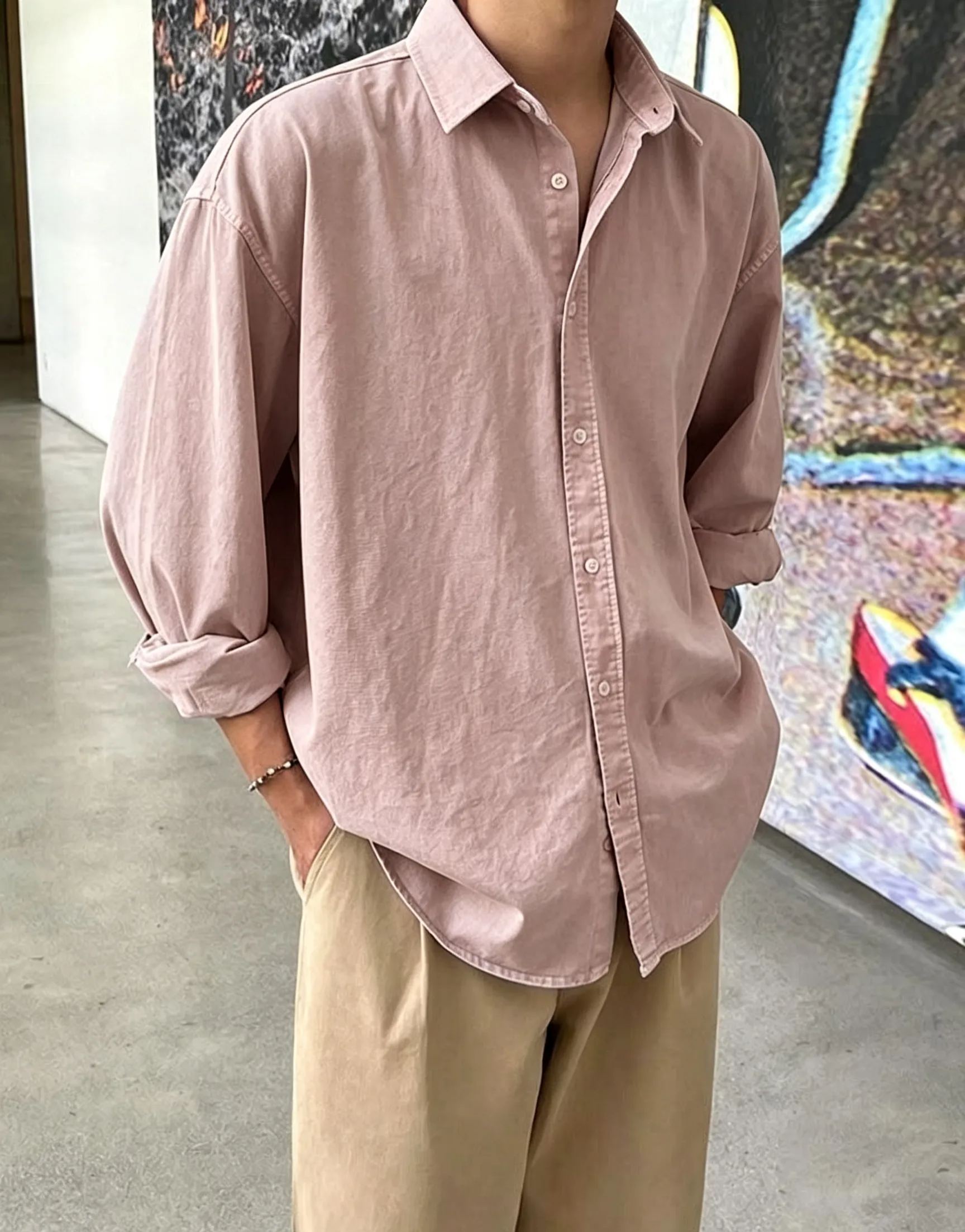 Men's Simple Retro Casual Long-Sleeved Shirt