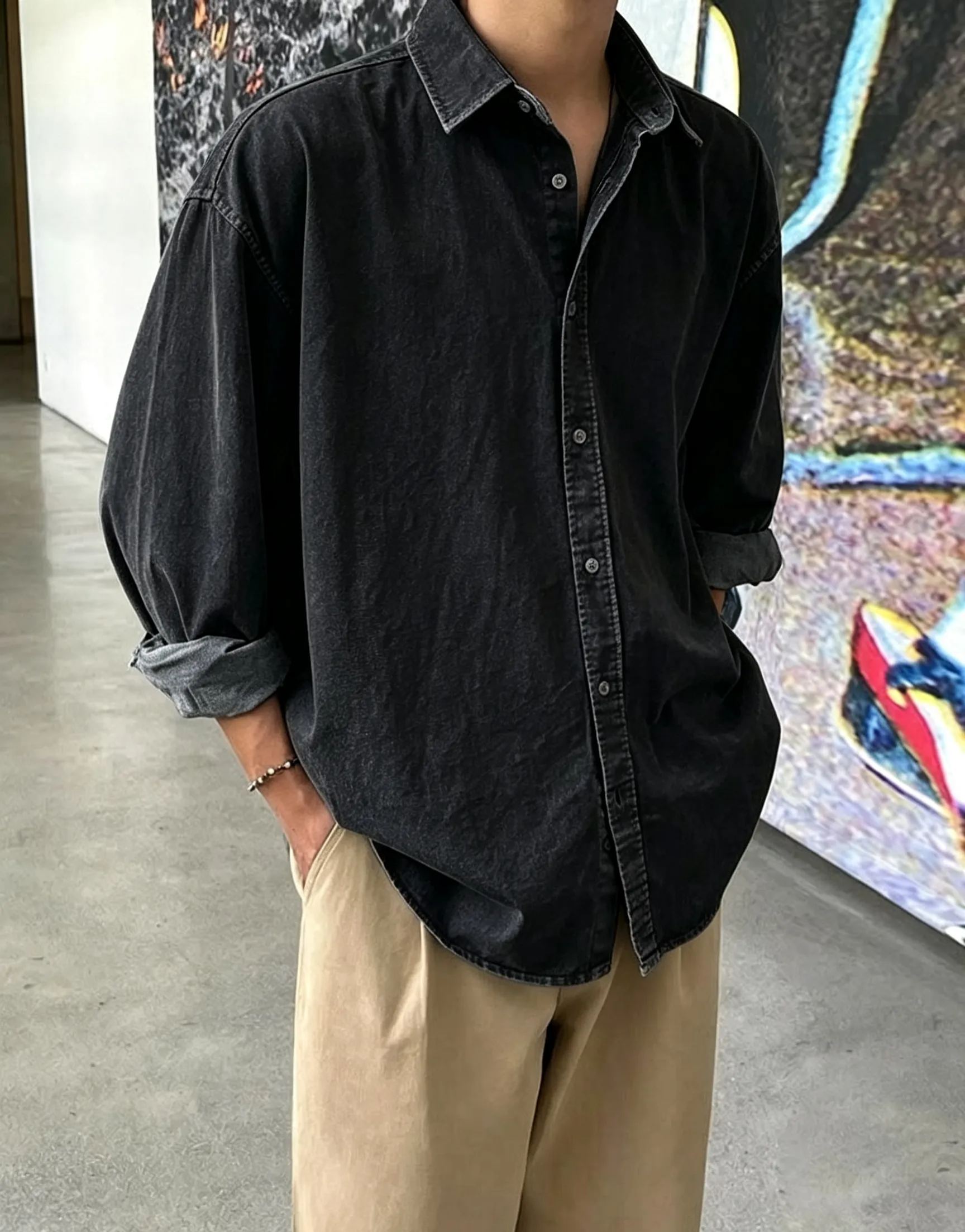 Men's Simple Retro Casual Long-Sleeved Shirt