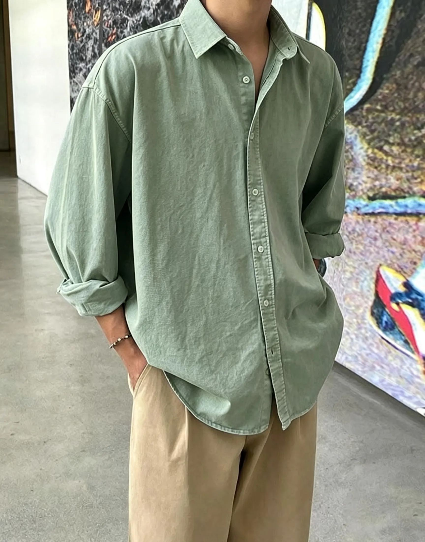 Men's Simple Retro Casual Long-Sleeved Shirt